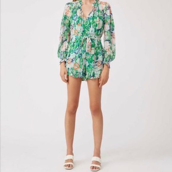 SUNCOO Other - NWT SUNCOO Vibrant Green Floral Romper size T0 (XS)